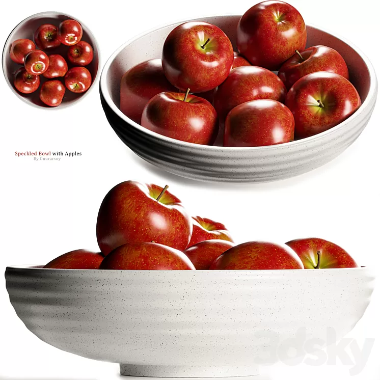 Crate & barrel – Holden Speckled Bowl with Apples 3D Model Free Download