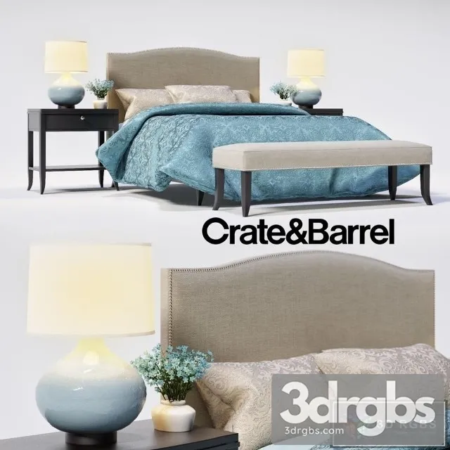 Crate Barrel Luxury Bed 3D Model Download