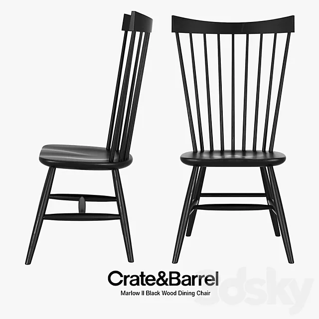 Crate & Barrel – Marlow II Black Wood Dining Chair 3DModel