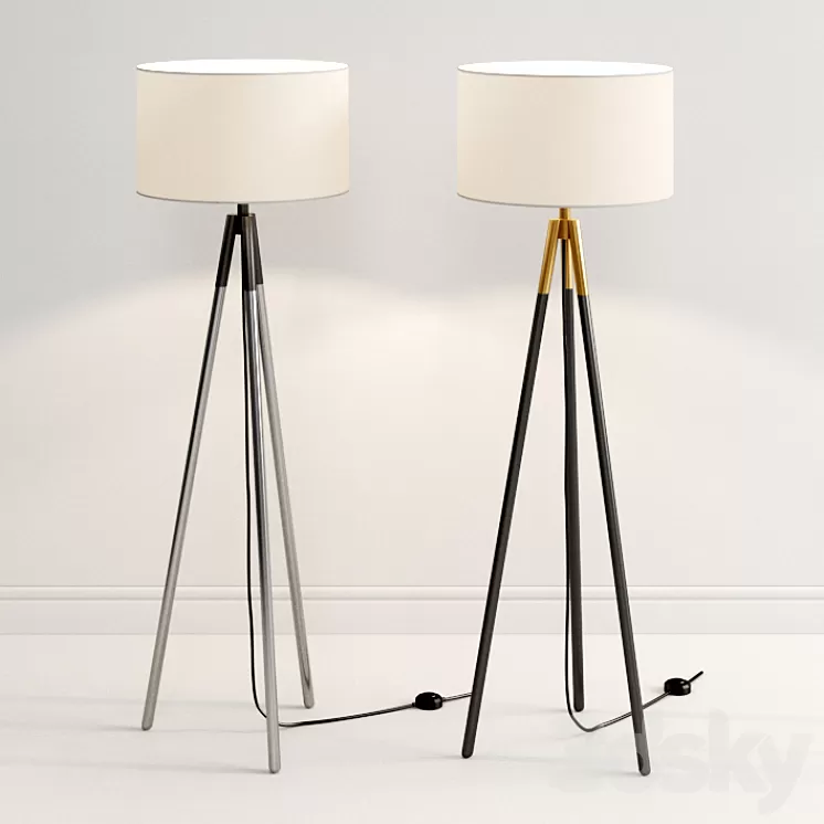 Crate & Barrel Metal Tripod Floor Lamp 3D Model