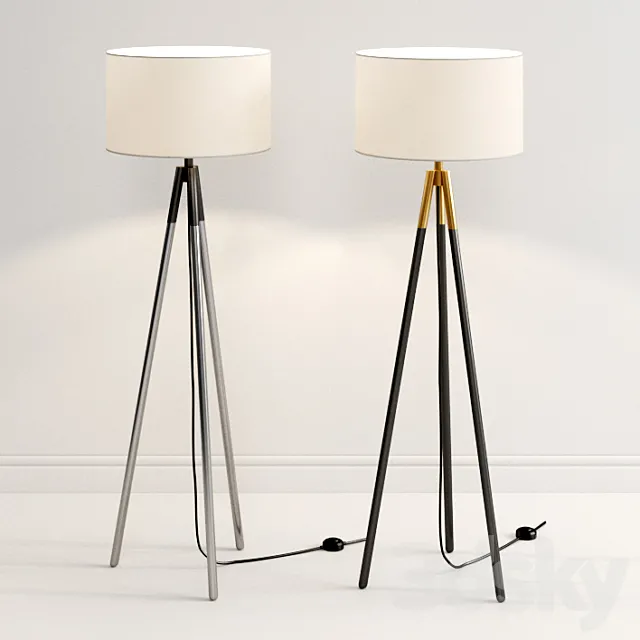 Crate & Barrel Metal Tripod Floor Lamp 3DModel Crate & Barrel Metal Tripod Floor Lamp 3DModel