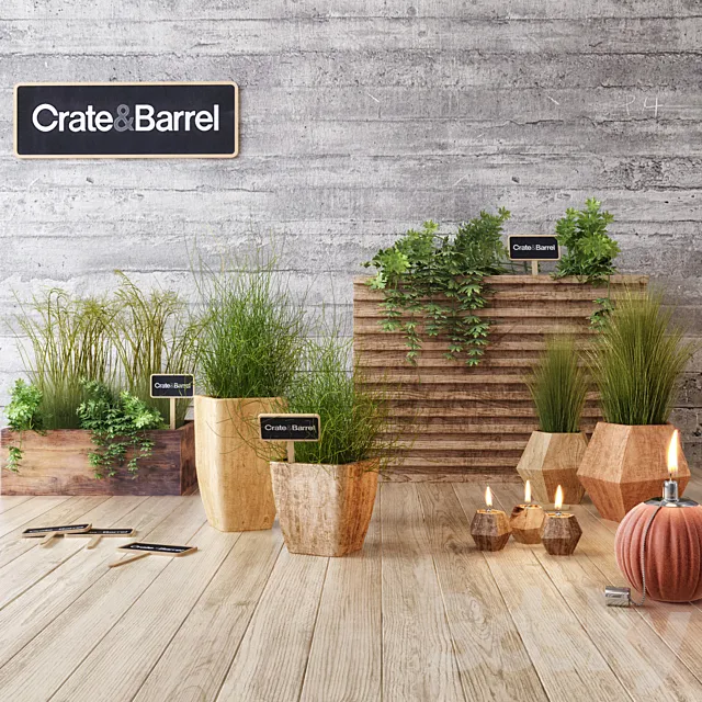 Crate & Barrel planter set 3DModel Crate & Barrel planter set 3DModel