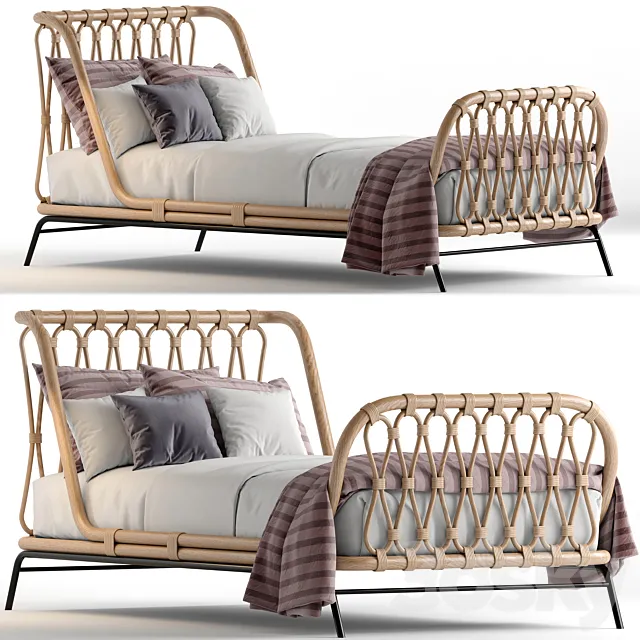 Crate & Barrel rattan kids bed 3D Model Crate & Barrel rattan kids bed 3D Model
