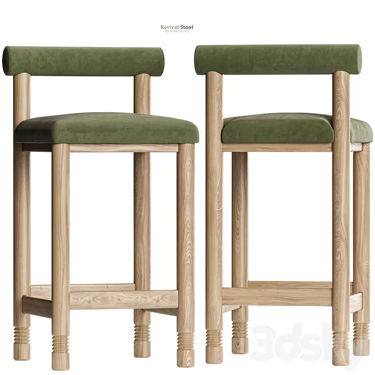 Crate & barrel – Revival Counter Stool in Green 3D Model Free Download