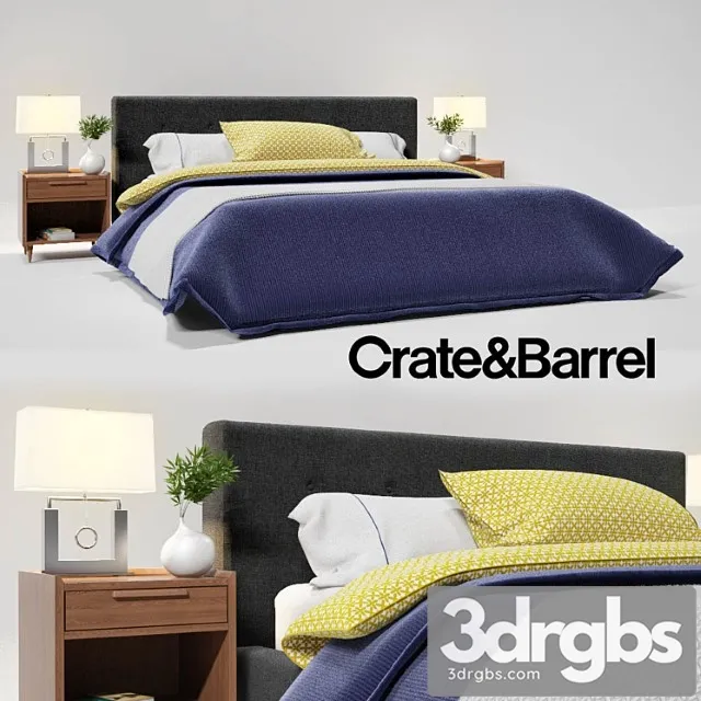 Crate Barrel Tate King Bed 3D Model Download