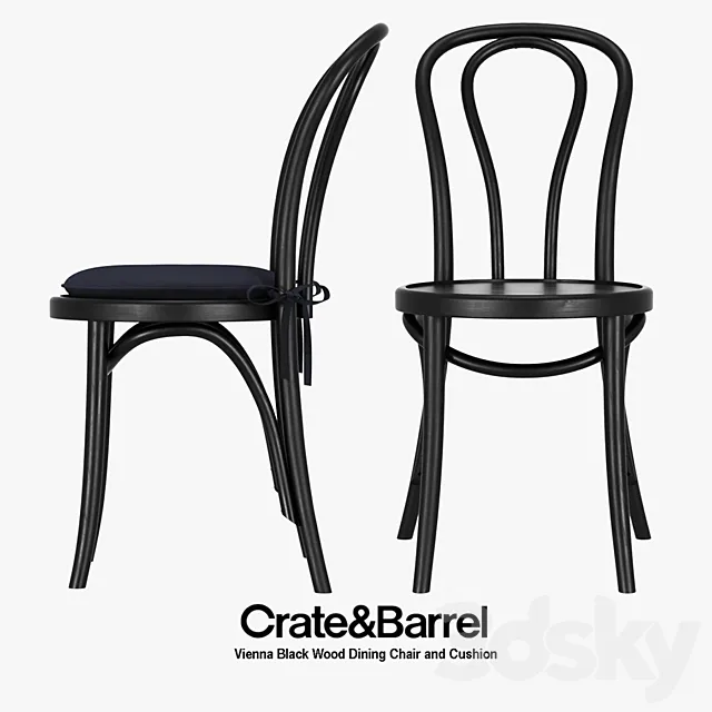 Crate And Barrel Vienna Black Wood Dining Chair 3dmodel 3dsky Decor Helper 