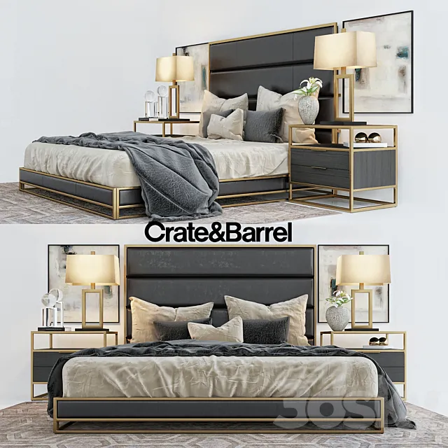 Crate & Barrell oxford collection bed 3DModel