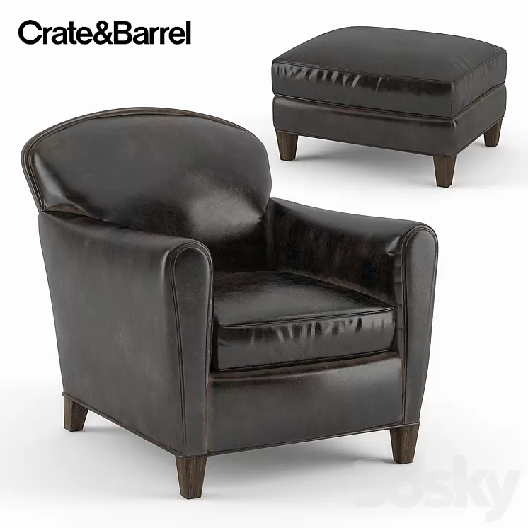 Crate&Barrel \/ Eiffel Leather Chair 3D Model