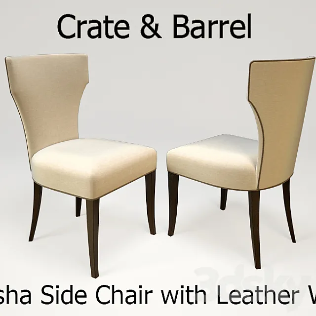 Crate&Barrel Sasha Side Chair with Leather Welt” 3D Model Crate&Barrel Sasha Side Chair with Leather Welt” 3D Model