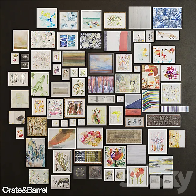 crate&barrel set of paintings 3DModel crate&barrel set of paintings 3DModel
