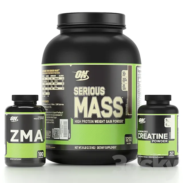cratin & serious mass & zma supplement bottle 3D Model