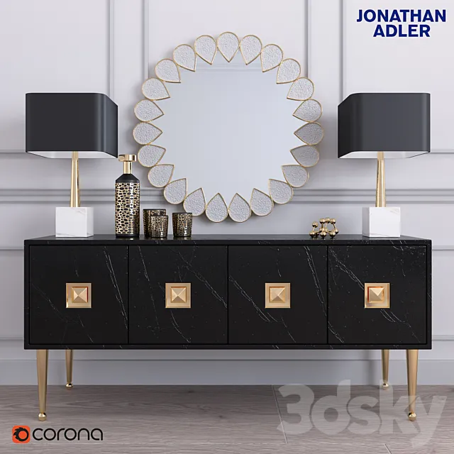 CRAWFORD FOUR DOOR CONSOLE BY JONATHAN ADLER 3D Model