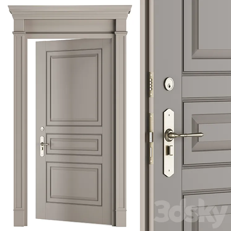 Cream Front Classic Door – Set 35 3D Model Free Download