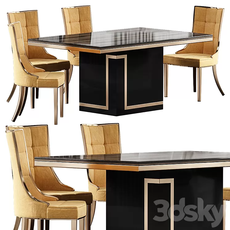Cream marble dining table 3D Model Free Download