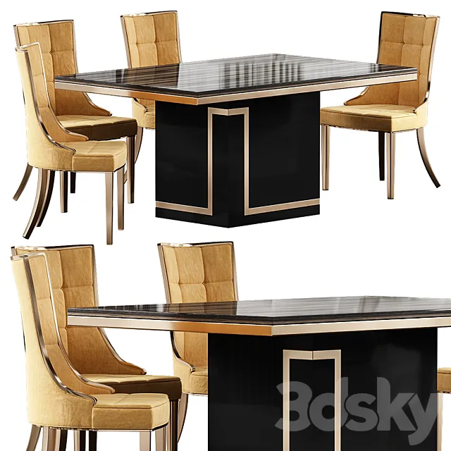 Cream marble dining table 3DModel