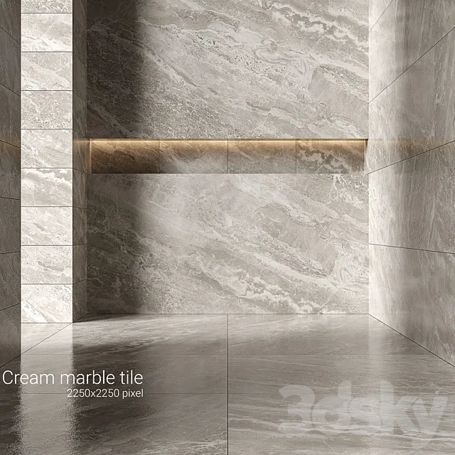Cream marble tiles 3 3D Model
