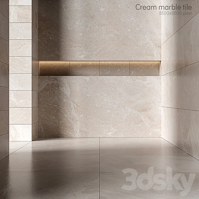 Cream marble tiles 3D Model