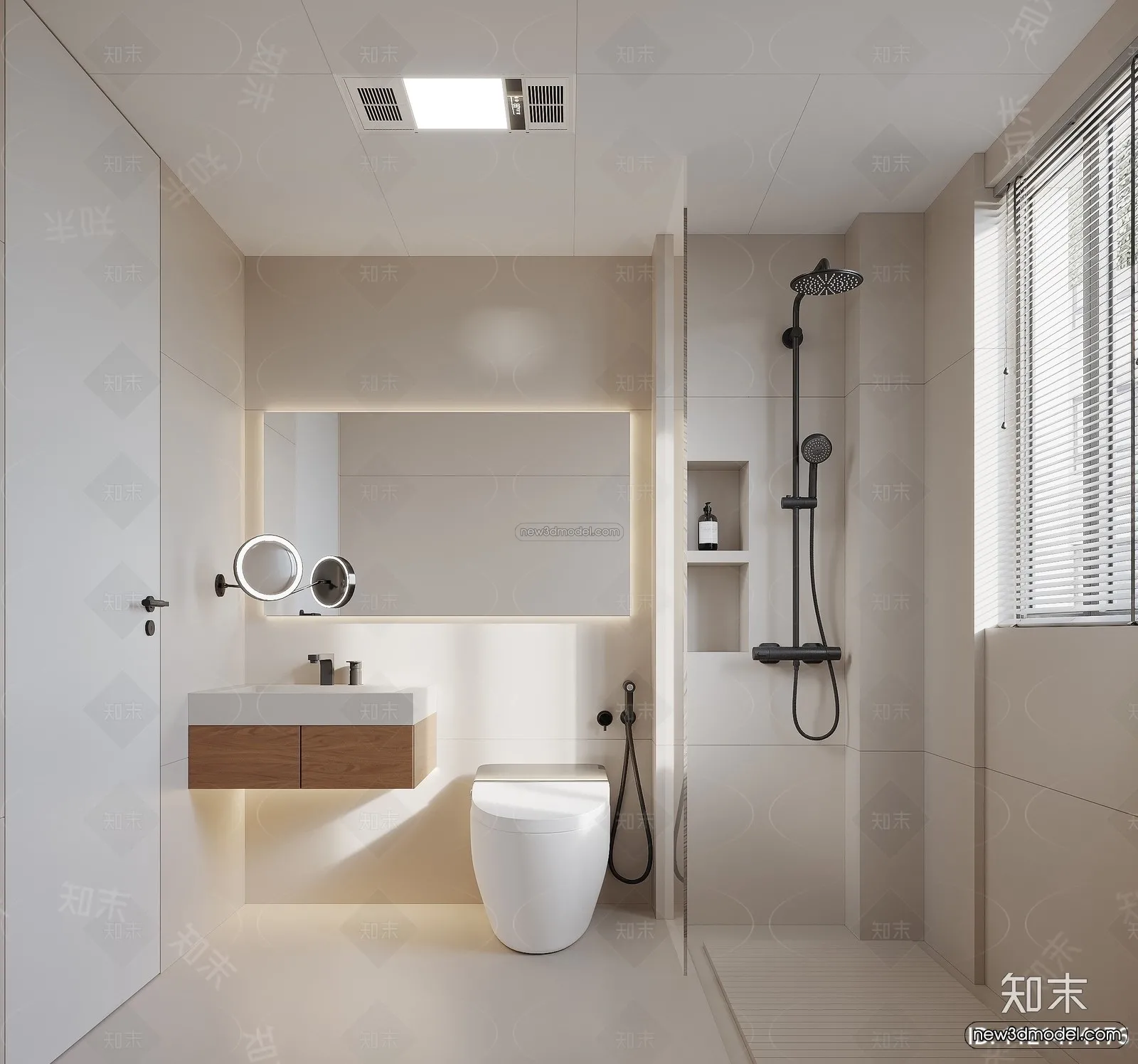 Cream Style Interior 3D Blocks – Bathroom 3D Model – 282 – VRAY