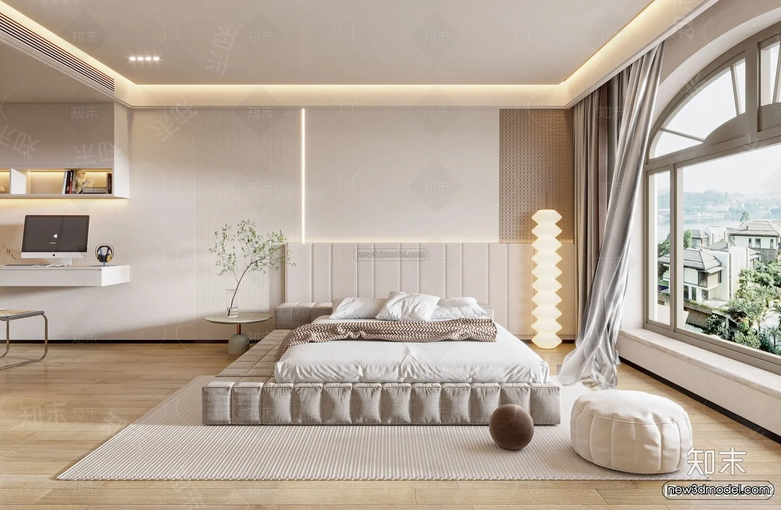 Cream Style Interior 3D Blocks – Bedroom 3D Model – 189 – VRAY