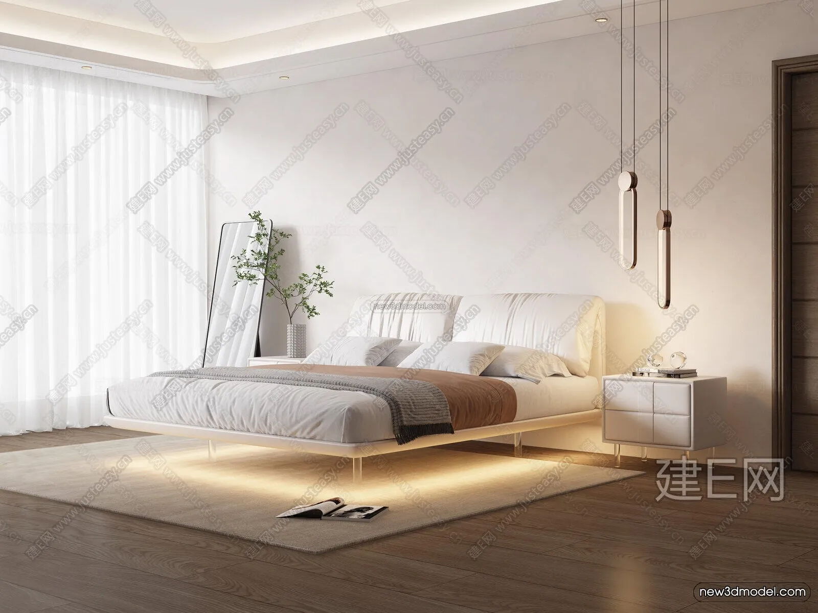 Cream Style Interior 3D Blocks – Bedroom 3D Model – 190 – VRAY