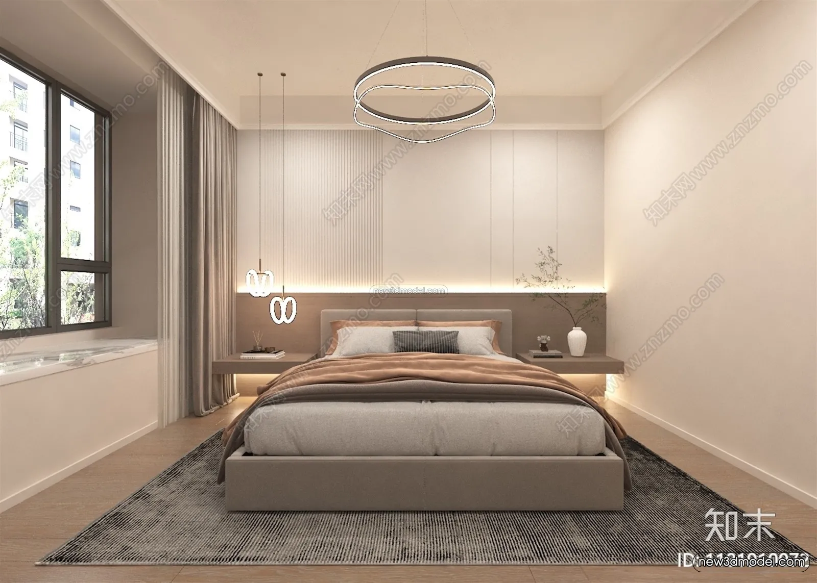 Cream Style Interior 3D Blocks – Bedroom 3D Model – 192 – VRAY