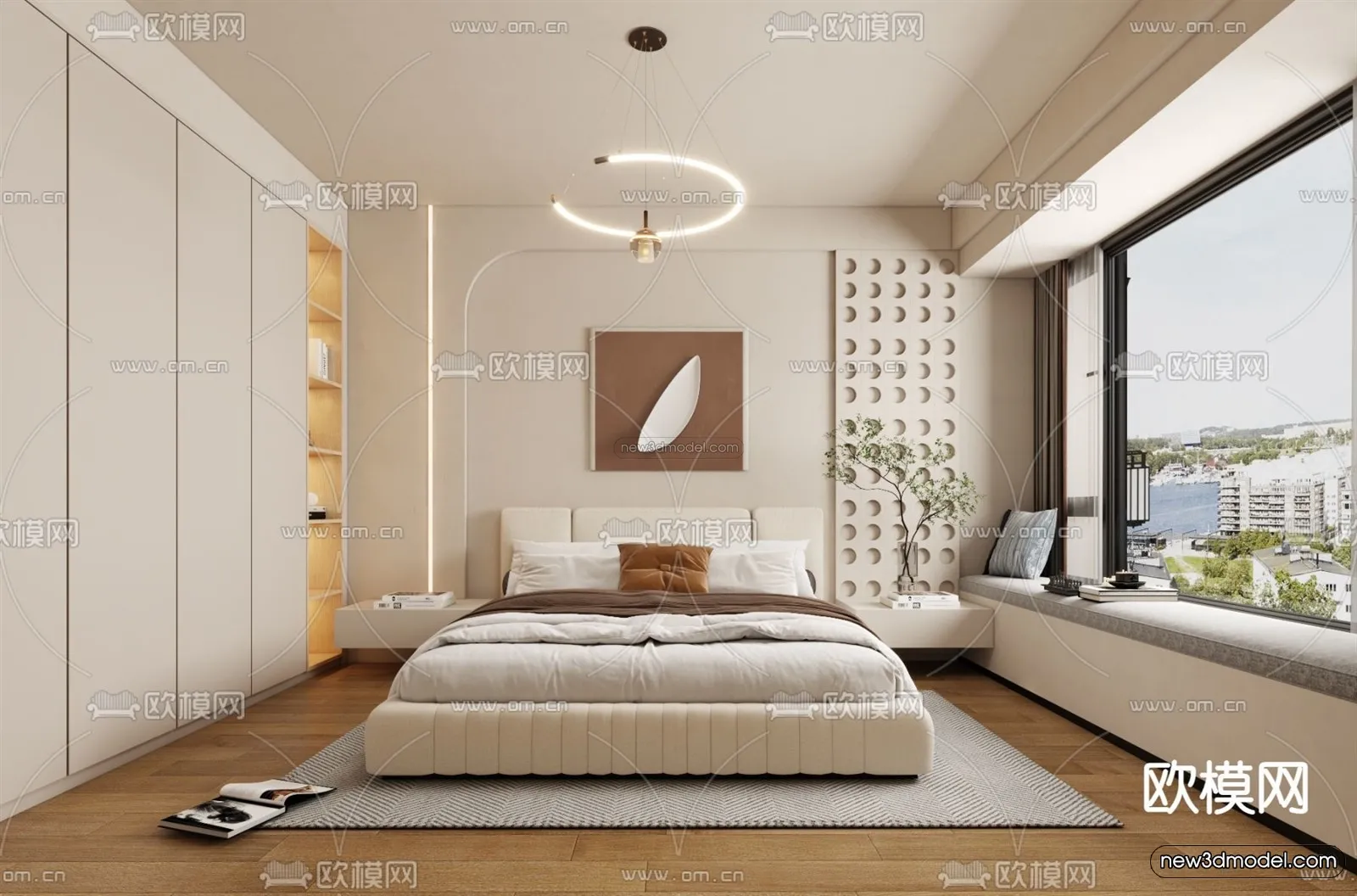 Cream Style Interior 3D Blocks – Bedroom 3D Model – 230 – VRAY