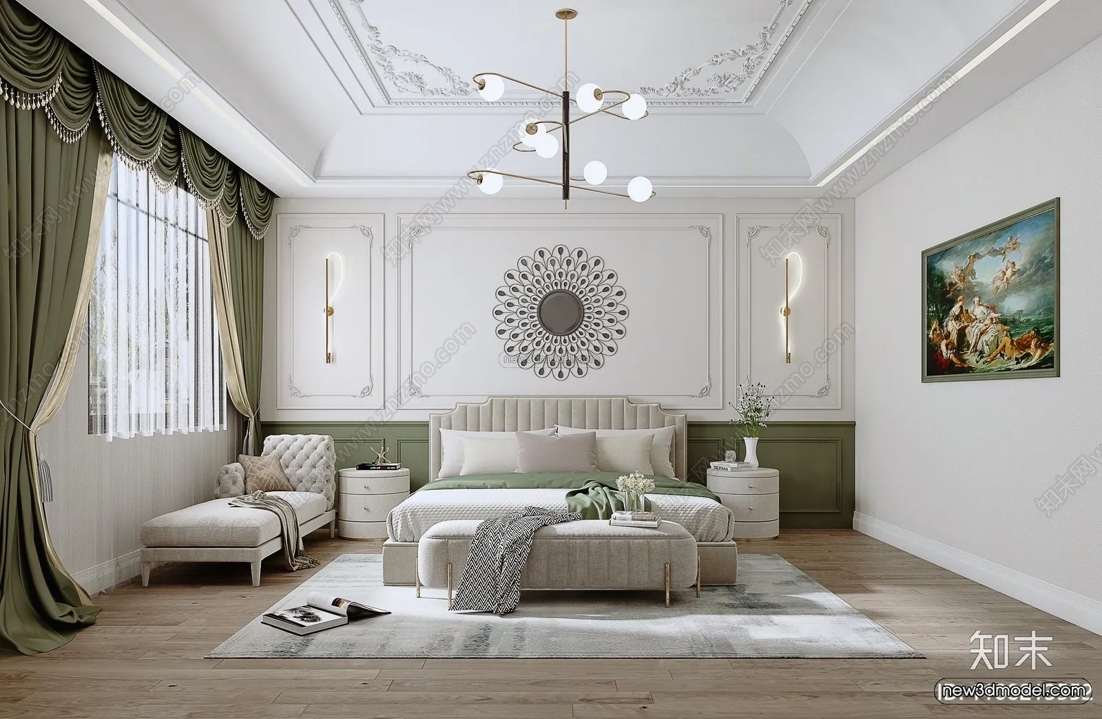 Cream Style Interior 3D Blocks – Bedroom 3D Model – 231 – VRAY