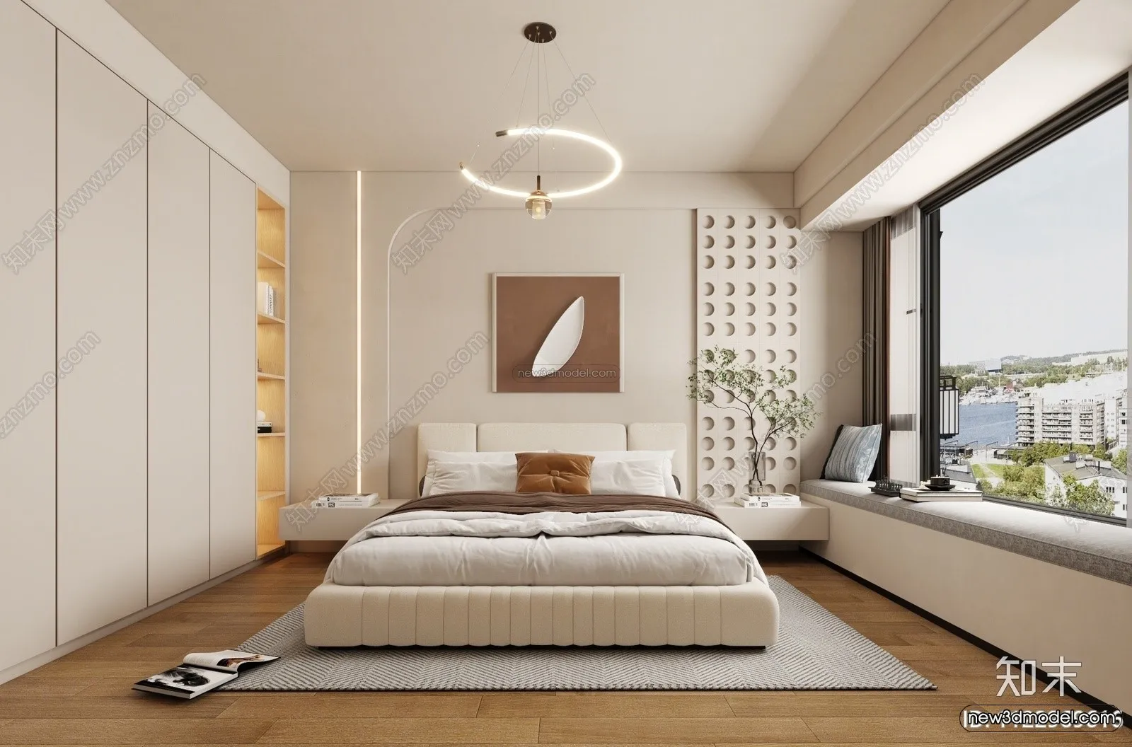 Cream Style Interior 3D Blocks – Bedroom 3D Model – 239 – VRAY