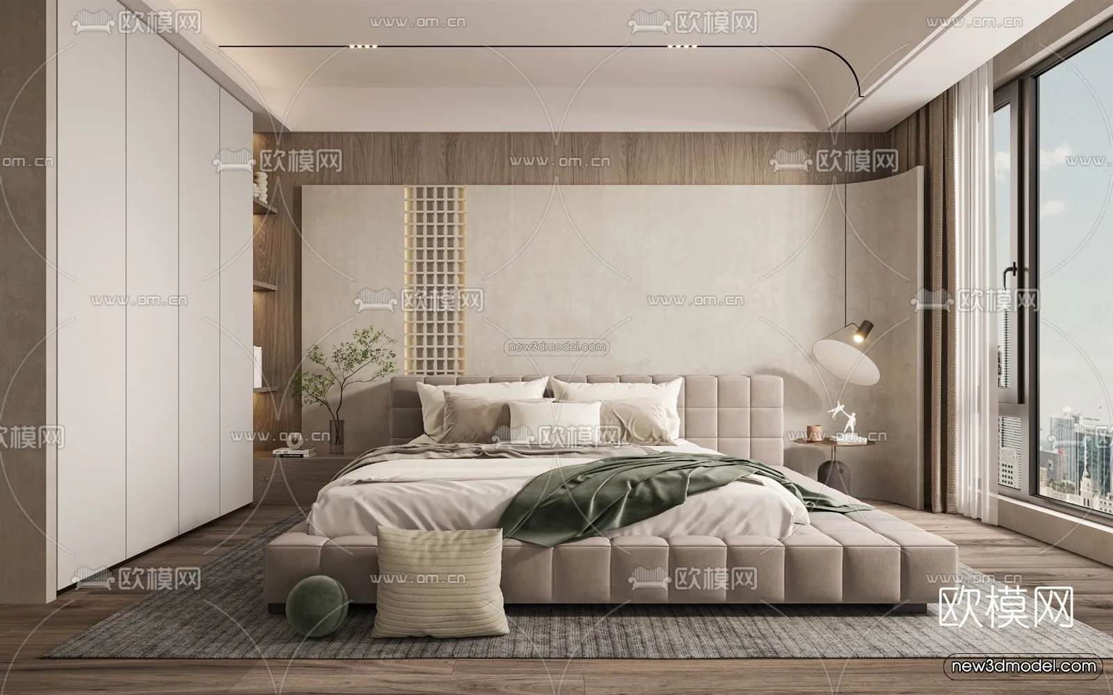 Cream Style Interior 3D Blocks – Bedroom 3D Model – 252 – VRAY