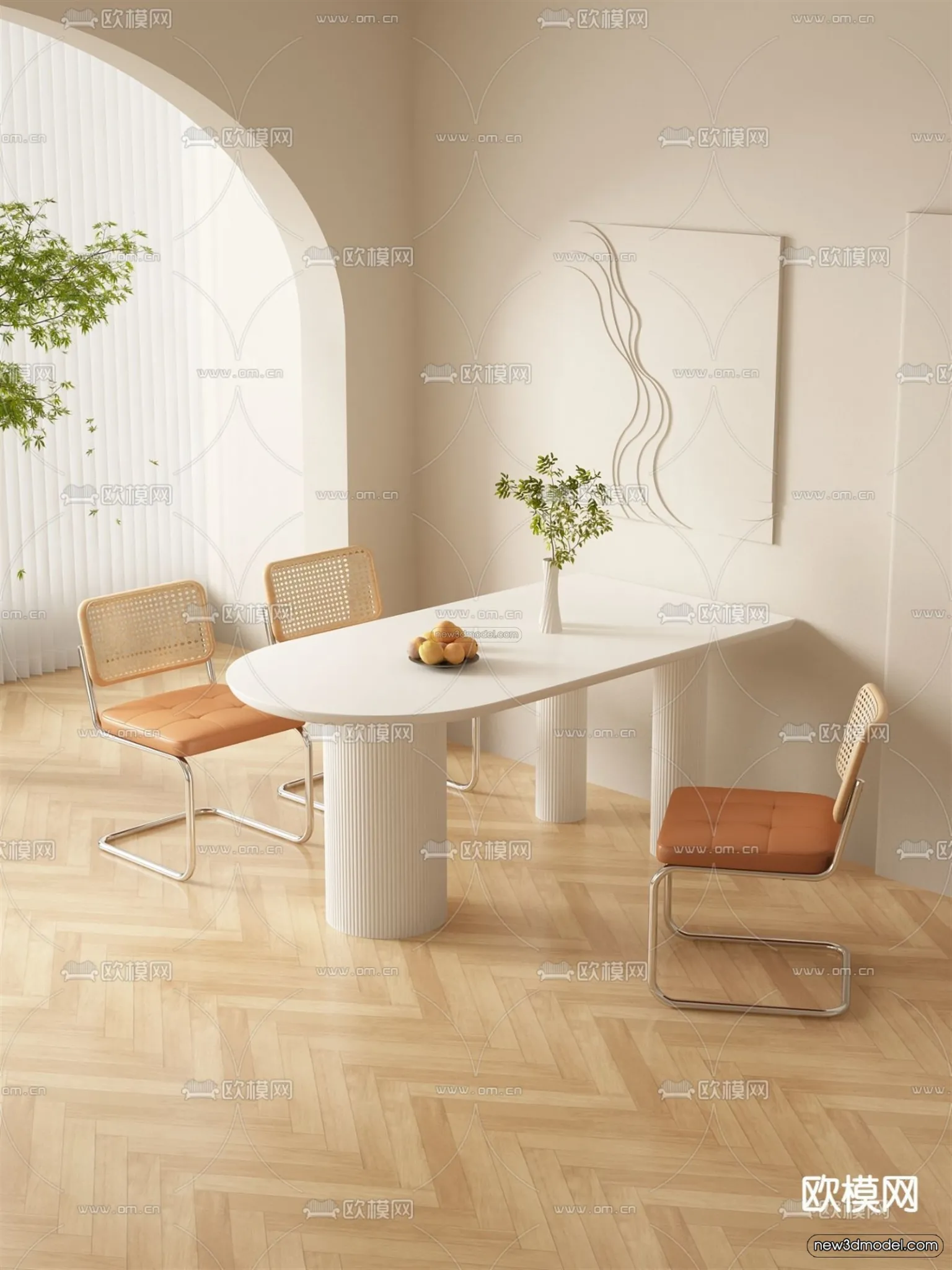 Cream Style Interior 3D Blocks – Dining Room 3D Model – 174 – VRAY Cream Style Interior 3D Blocks – Dining Room 3D Model – 174 – VRAY