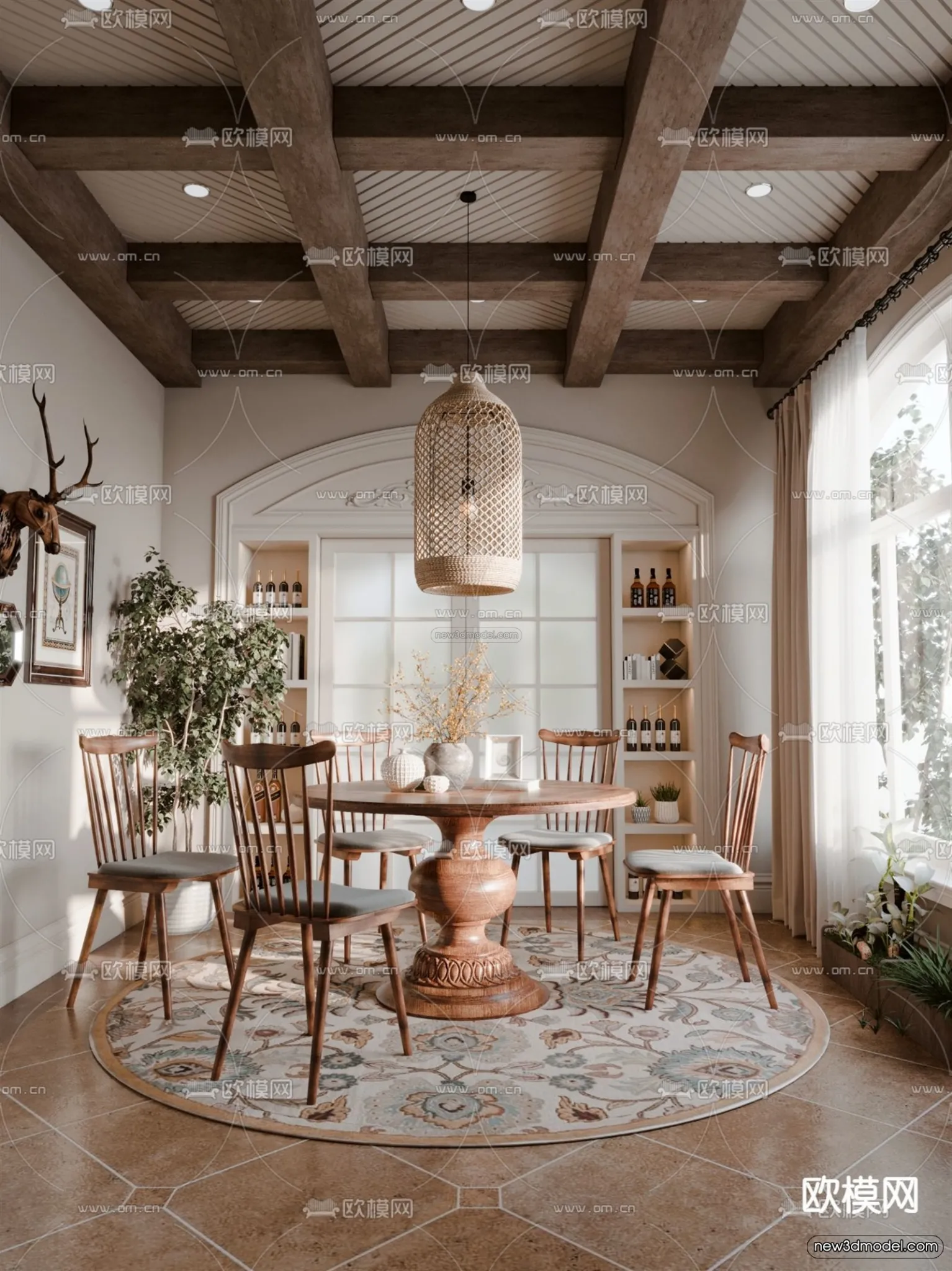 Cream Style Interior 3D Blocks – Dining Room 3D Model – 178 – VRAY Cream Style Interior 3D Blocks – Dining Room 3D Model – 178 – VRAY