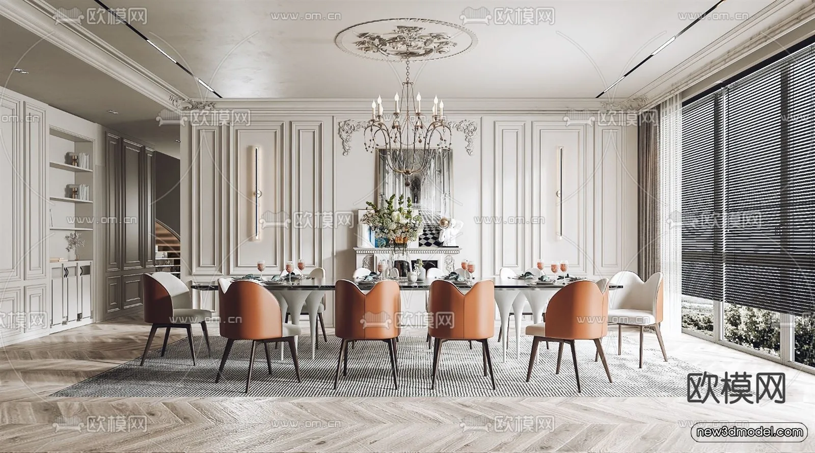 Cream Style Interior 3D Blocks – Dining Room 3D Model – 180 – VRAY Cream Style Interior 3D Blocks – Dining Room 3D Model – 180 – VRAY