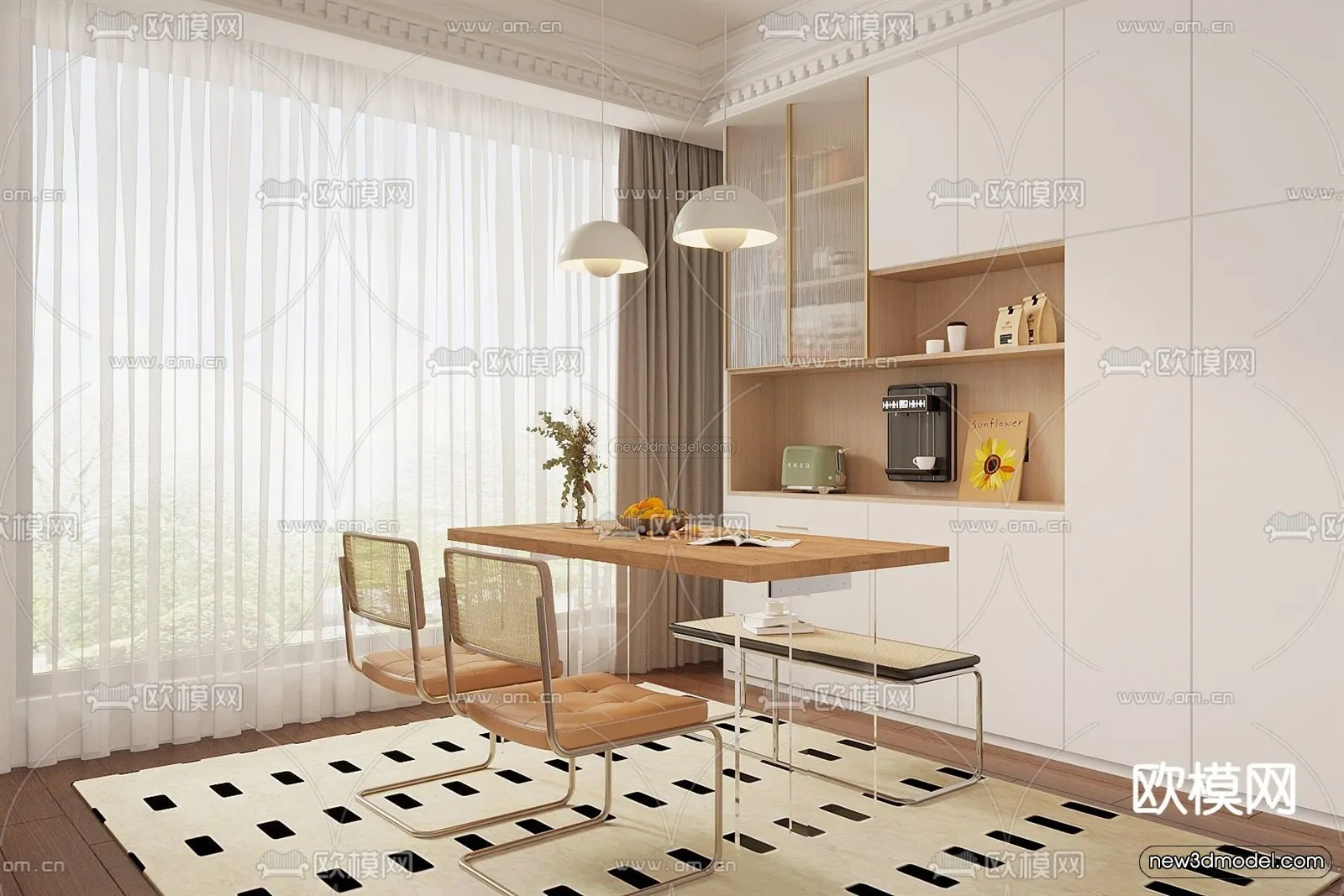 Cream Style Interior 3D Blocks – Dining Room 3D Model – 182 – VRAY Cream Style Interior 3D Blocks – Dining Room 3D Model – 182 – VRAY