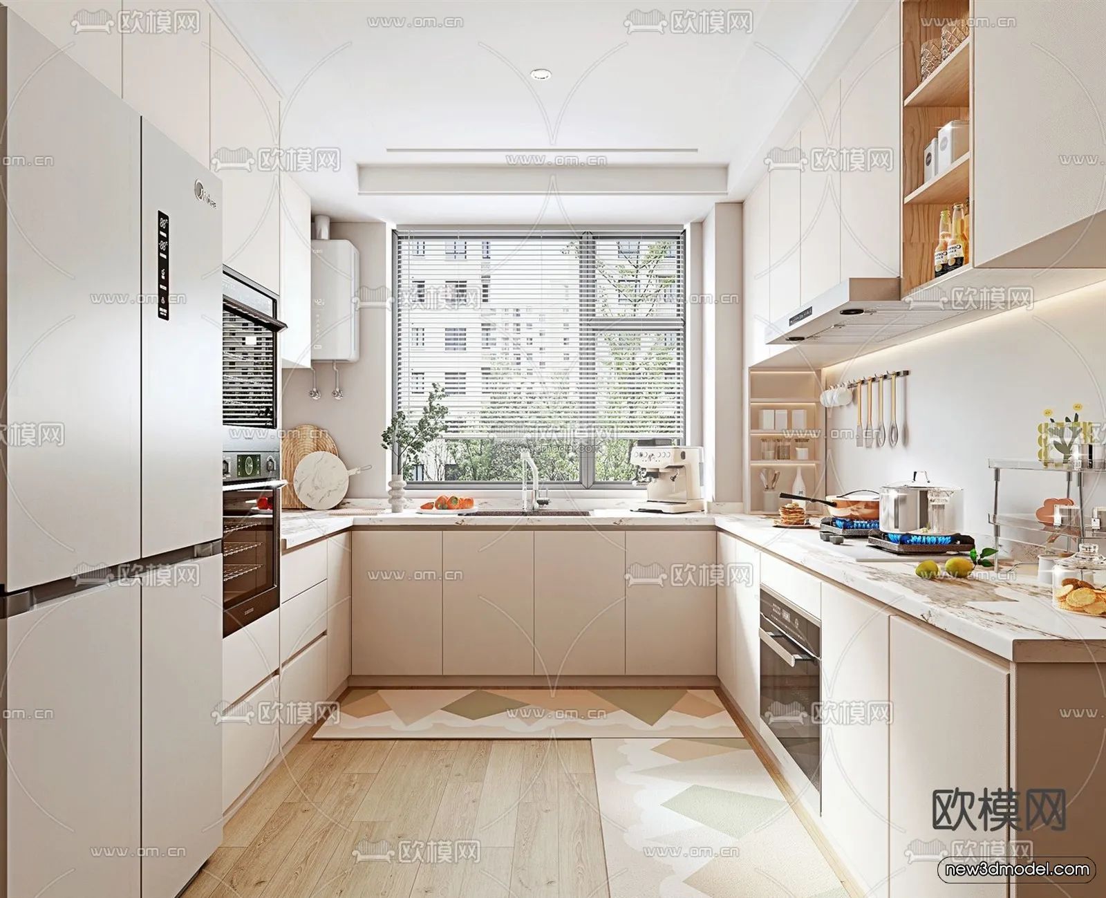 Cream Style Interior 3D Blocks – Kitchen 3D Model – 268 – VRAY