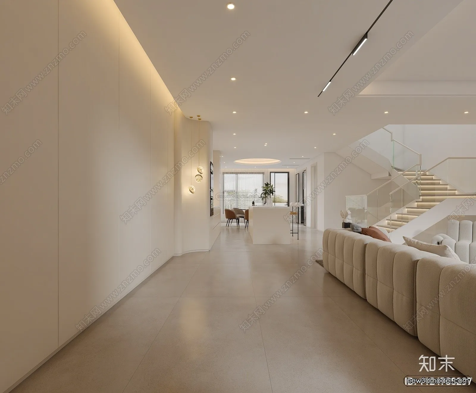 Cream Style Interior 3D Blocks – Living Room 3D Model – 060 – VRAY