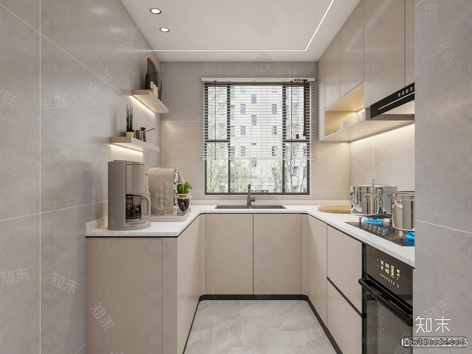 Cream Style Interior 3D Blocks – Living Room 3D Model – 107 – VRAY