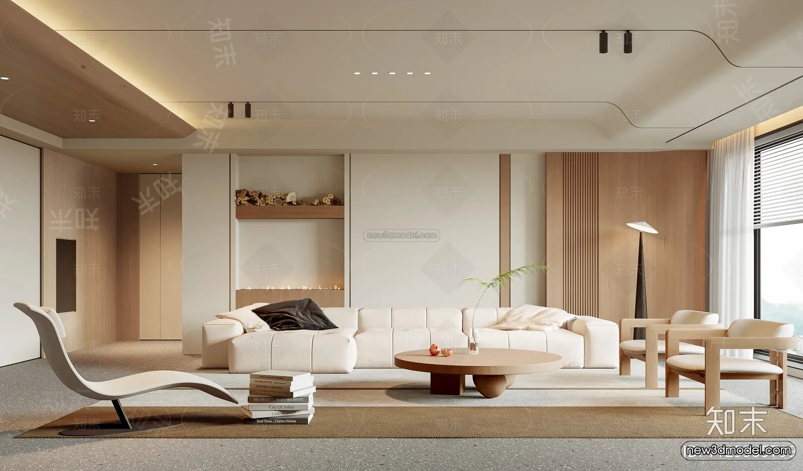 Cream Style Interior 3D Blocks – Living Room 3D Model – 126 – CORONA