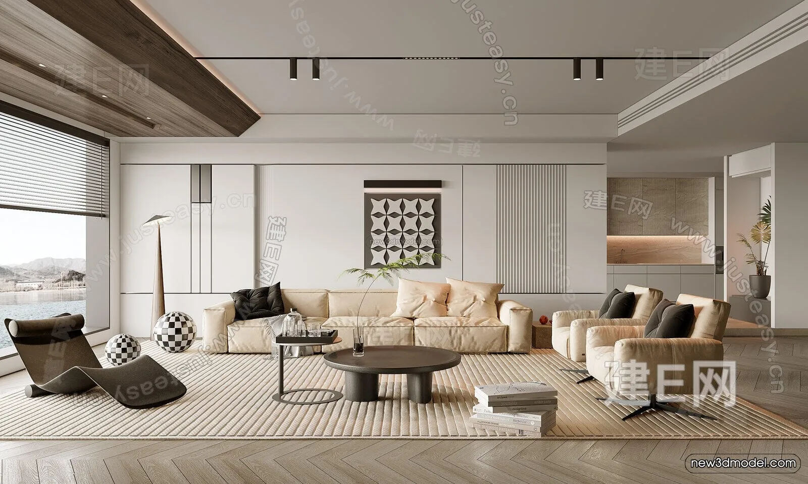 Cream Style Interior 3D Blocks – Living Room 3D Model – 149 – CORONA