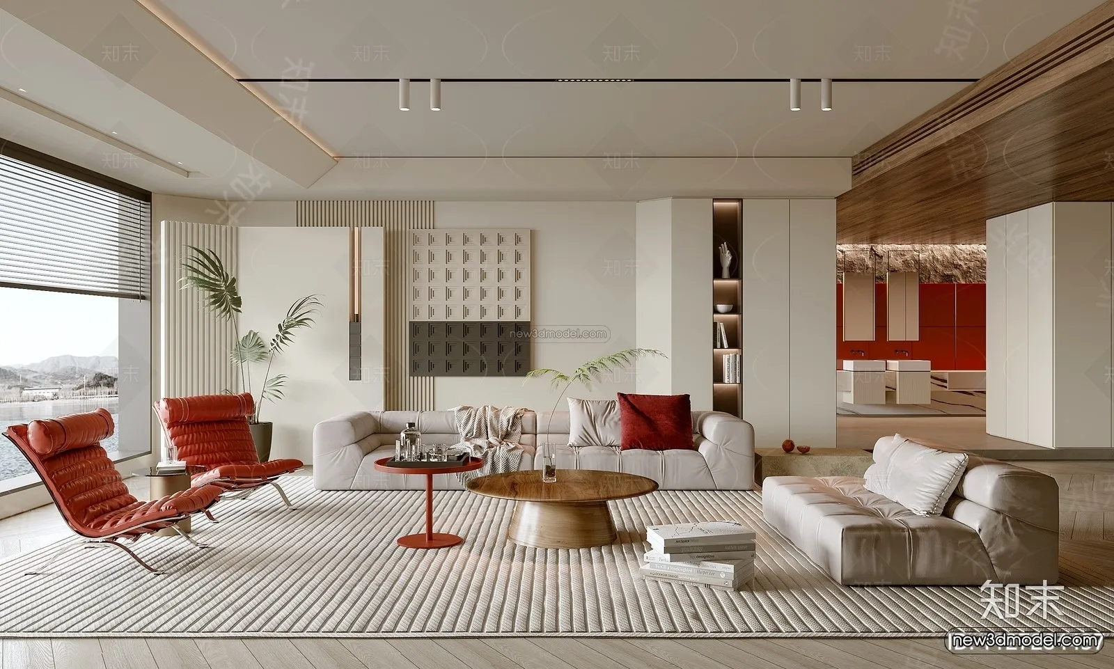 Cream Style Interior 3D Blocks – Living Room 3D Model – 158 – CORONA