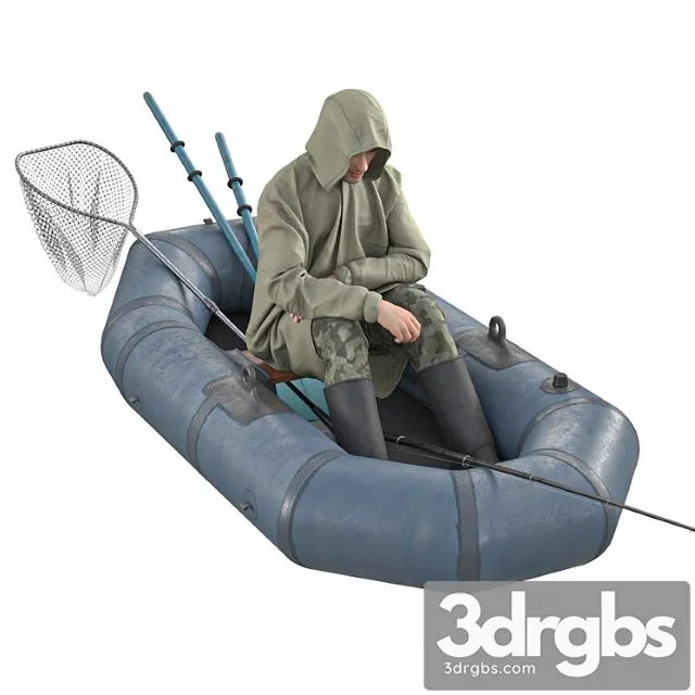 Creature Fisherman in a boat 3D Model Download
