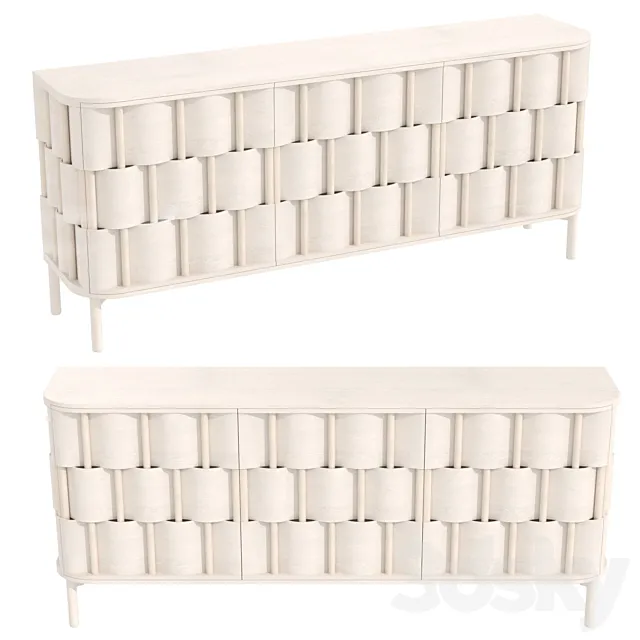 Credenza ringvide solid birchwood birchvene scandinavian weave 3D Model