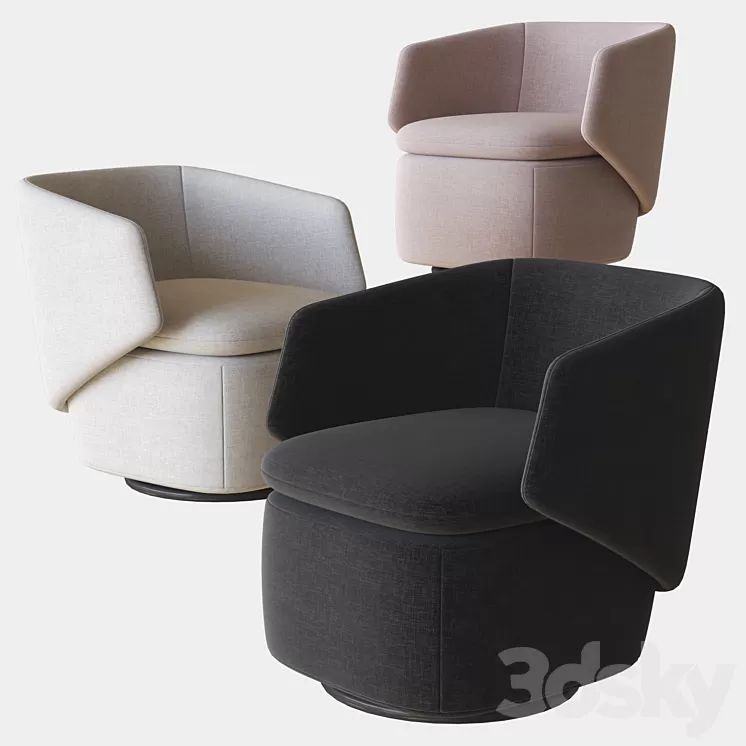 Crescent Swivel Chair West elm 3D Model Crescent Swivel Chair West elm 3D Model