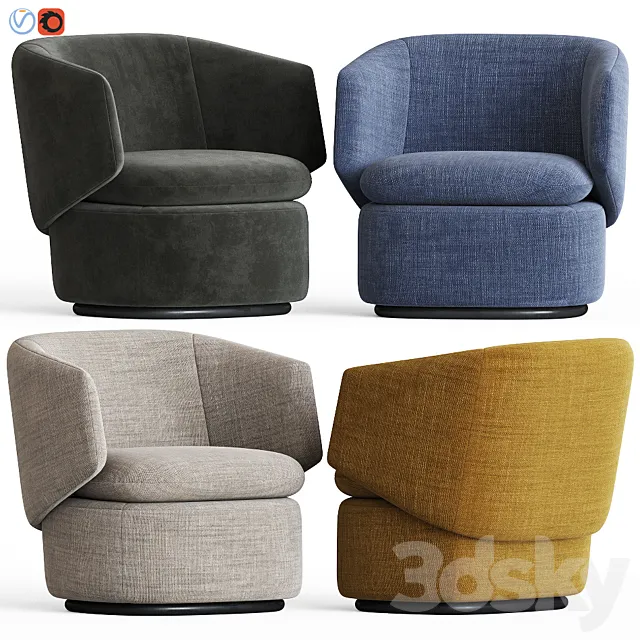 Crescent Swivel Chair Westelm 3DModel