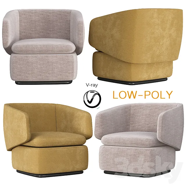 Crescent Swivel Chair Westelm (low poly) 3DModel Crescent Swivel Chair Westelm (low poly) 3DModel