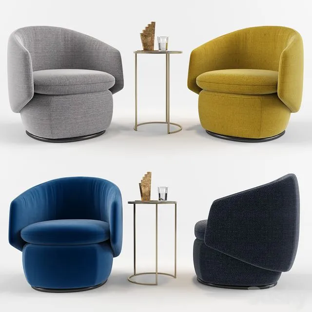 Crescent Swivel Chair_West elm 3D Model Crescent Swivel Chair_West elm 3D Model