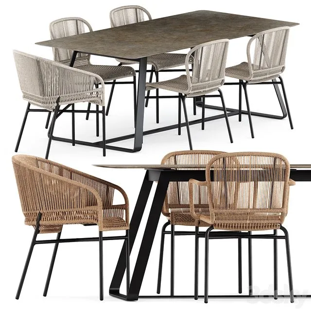 Cricket chairs and Kolonaki table by Varaschin 3D Model Cricket chairs and Kolonaki table by Varaschin 3D Model