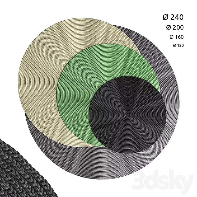 Crocheted round rugs 3D Model Crocheted round rugs 3D Model