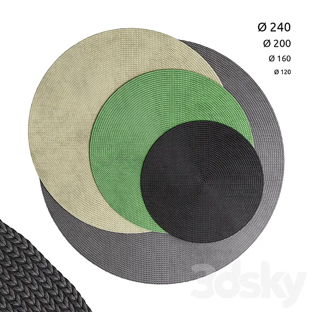 Crocheted round rugs 3DModel Crocheted round rugs 3DModel