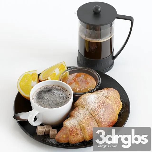 Croissant and oranges 3D Model Download