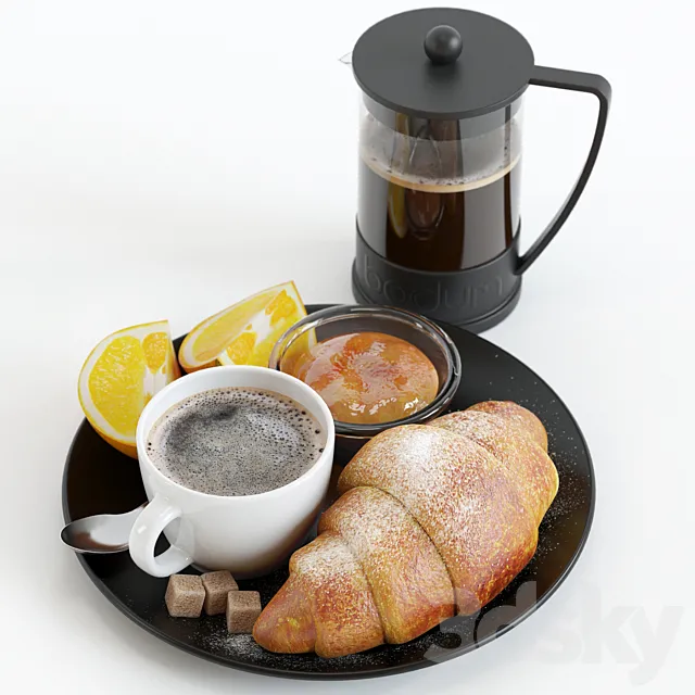 croissant and oranges 3D Model